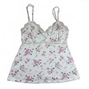 Women's Tank Top White Floral Lace Detail M